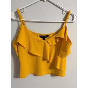 LOB RuffleTop Cold Shoulder Gold Cropped Junior Size 1